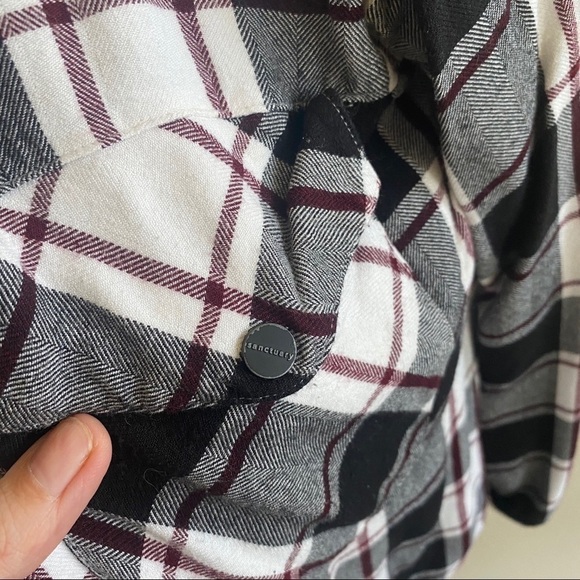 ANTHROPOLOGIE 𝅺Sanctuary Plaid Boyfriend Oversized Shirt Small - Picture 4 of 7